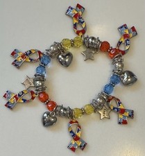 Autism Awareness Stretch Bracelet. Beads  Enamel Ribbon  Puzzle Pieces