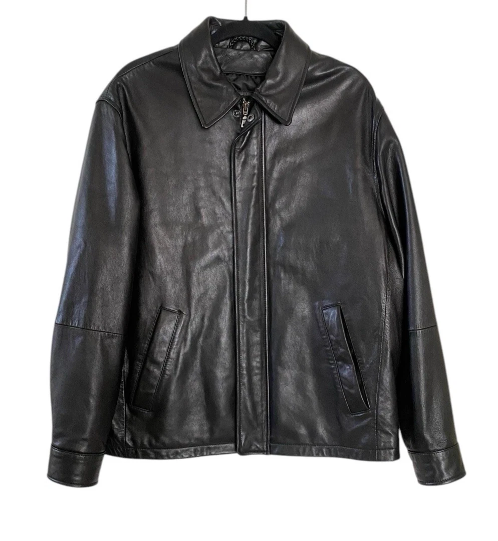JOS.A.BANK レザージャケット ブルゾン ブラック メンズ 古着 中古・古着通販】JOS.A.BANK (ジョス エー バンク) レザージャケット