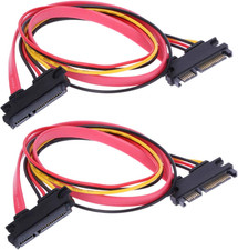RLECS 2-Pack 50Cm SATA Power Cable 22Pin 7 15 Male Plug to 22 Pin Female Jack