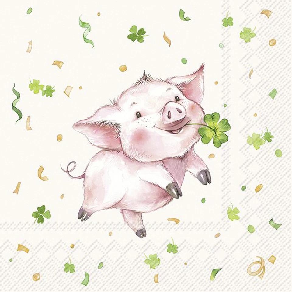 IHR Serviette Lucky Pig 20 Stk 33x33 cm Tischdeko Party Feste Feierlichkeiten - Bild 1 von 1