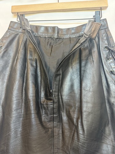 EasyRiders Genuine Leather Mini Skirt Small Black Biker Lace-up Sides Sexy Edgy - Picture 10 of 15