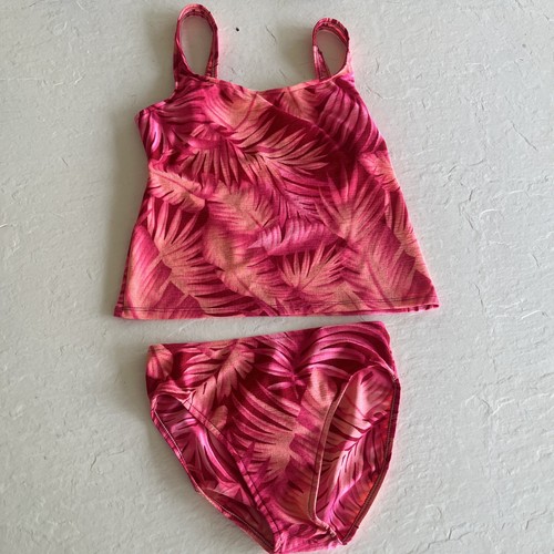 Jantzen Tankini Top medium bottom small tie dye swimsuit set two piece palm leaf