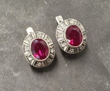 3 Ct Oval Cut Lab-Created Pink Ruby Women's Stud Earrings 14k White Gold Plated