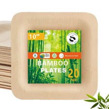 Bamboo Plates Disposable Bamboo Tray Biodegradable Eco-Friendly Appetizer Squ...