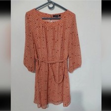 Forever 21 Coral Mini Dress Juniors  Size Large Floral Tie Waist