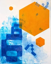 Original Art Mixed Media Acrylic Painting 16x20 on Canvas. 'Digital Future'