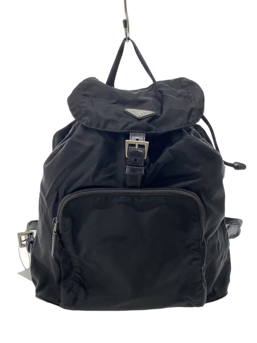 PRADA Backpack Nylon BLK Plain Backpack Triangle … - image 2