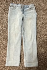 Chicos Jean Women 2 L Fabulously Slimming Stretch Straight Leg Light Blue