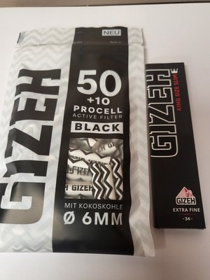 Gizeh Procell Active Filter Black 60 Stück 6mm+ Gizeh King Size Slim Blättchen 