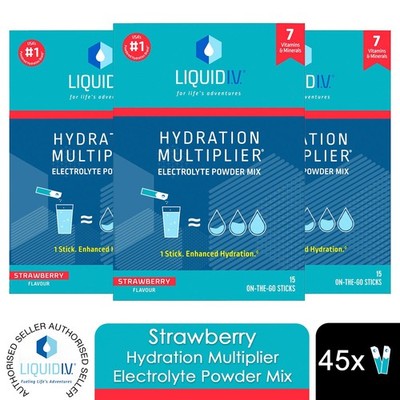 Liquid I.V. Strawberry Hydration Multiplier Elektrolyt Pulver Mix, 45 Beutel