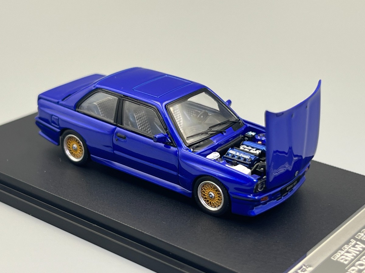 BMW E30 M3 Sport Evolution Blue 1/64 scale Mortal Model with case