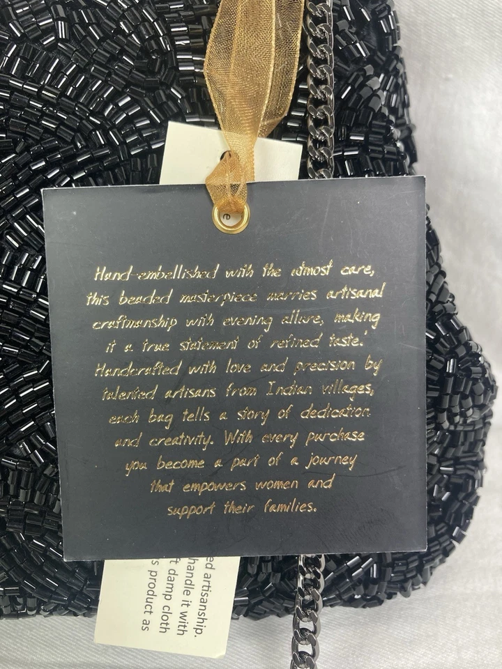 Black Beaded Handbag With Chain From Indian To You New With Tags  - Image 3 of 4