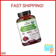 Zazzee USDA Organic Beet Root 8000 mg Strength 20:1 Extract, 120 Vegan Quick Rel