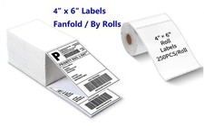 4"x6" Direct Thermal Shipping Labels for Zebra Rollo Printers Fanfold and Rolls