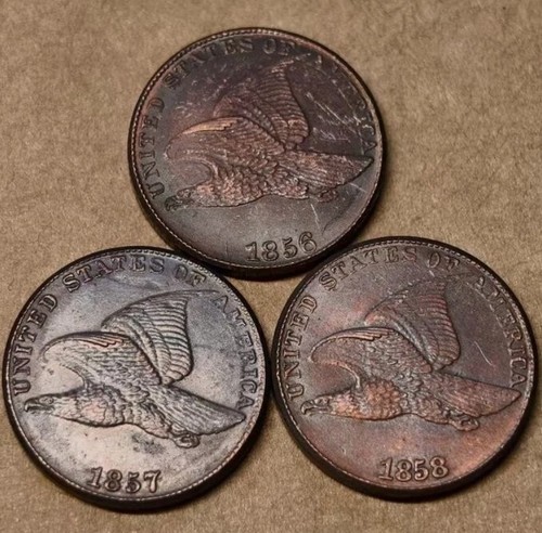 1856/1857/1858 3Pcs Flying Eagle Cent Very Good VG Coin As shown in the figure