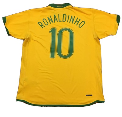 2006/08 Brazil Home Jersey #10 Ronaldinho XL NIKE Canarinho Soccer Used | eBay