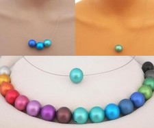 Halskette Collier schwebende Aluminium Perlen 14mm 17 Farben zum wechseln  209h