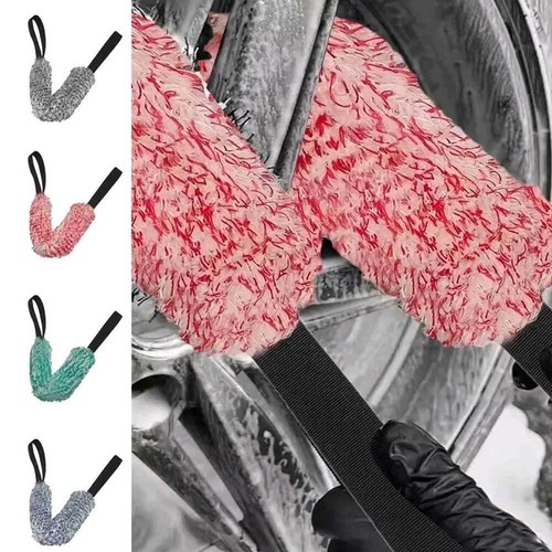 1Pc Car Wheel Wash Towel Brush Long Belt Cleaning Microfiber Plush Clean Tool