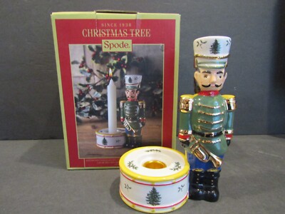 SPODE Christmas Tree Green NUTCRACKER CANDLE HOLDER XT8604-XP Tapor or Tealight