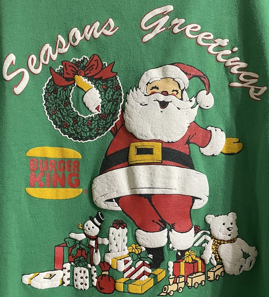 Vintage Burger King Christmas Seasons Greetings Single Stitch Tshirt XXL - Image 4 of 4