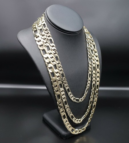 14k Italian Figaro Link Chain 8mm 9mm 10mm Necklace Bracelet Gold Plated - 第 3/5 張圖片