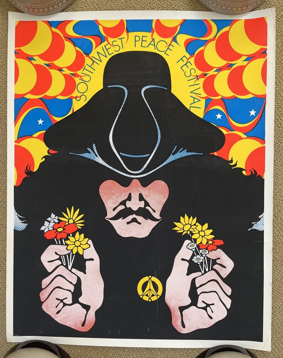 Vintage Original 1970s Southwest Peace Festival Blacklight