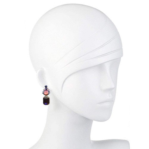 Elizabeth Cole Statement Earring in Grape and Pink - Picture 2 of 3