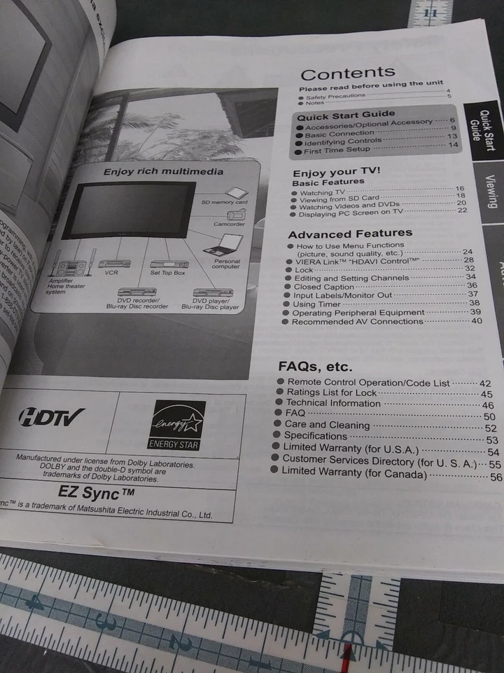 Panasonic TH-42PZ85U TH-46PZ85U TH-50PZ85U MANUAL SOLO GUÍA DE INICIO RÁPIDO Foto 3 de 4