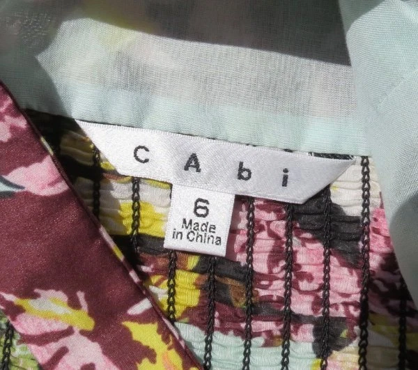 Camiseta sin mangas tropical bustier de algodón gasa estampado floral verde rosa $79 CAbi #340 4 6 Foto 4 de 4