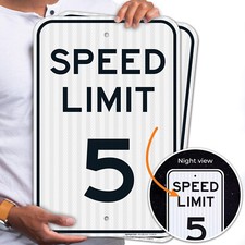 Speed Limit 5 MPH Sign, 2 Pack 12x18 Reflective Aluminum