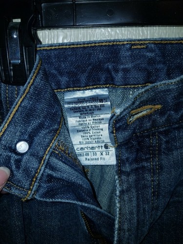 VTG Carhartt DISTRESSED blue jeans Pants Rips worn Mens 33 x 32 - Picture 3 of 8