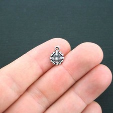 BULK 100 Sunflower Charms Antique Silver Tone Tiny Size - SC4364
