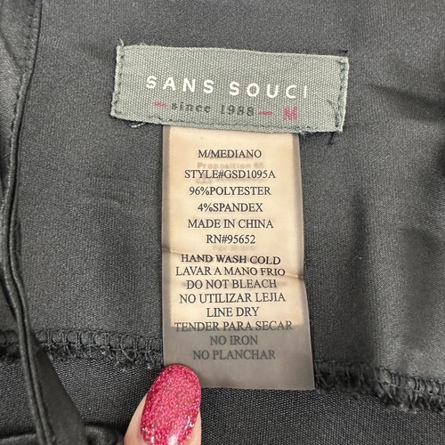 Sans Souci Negro Satén Vestido Cortina Capucha Cuello Espagueti Correa Talla M - Imagen 5 de 7