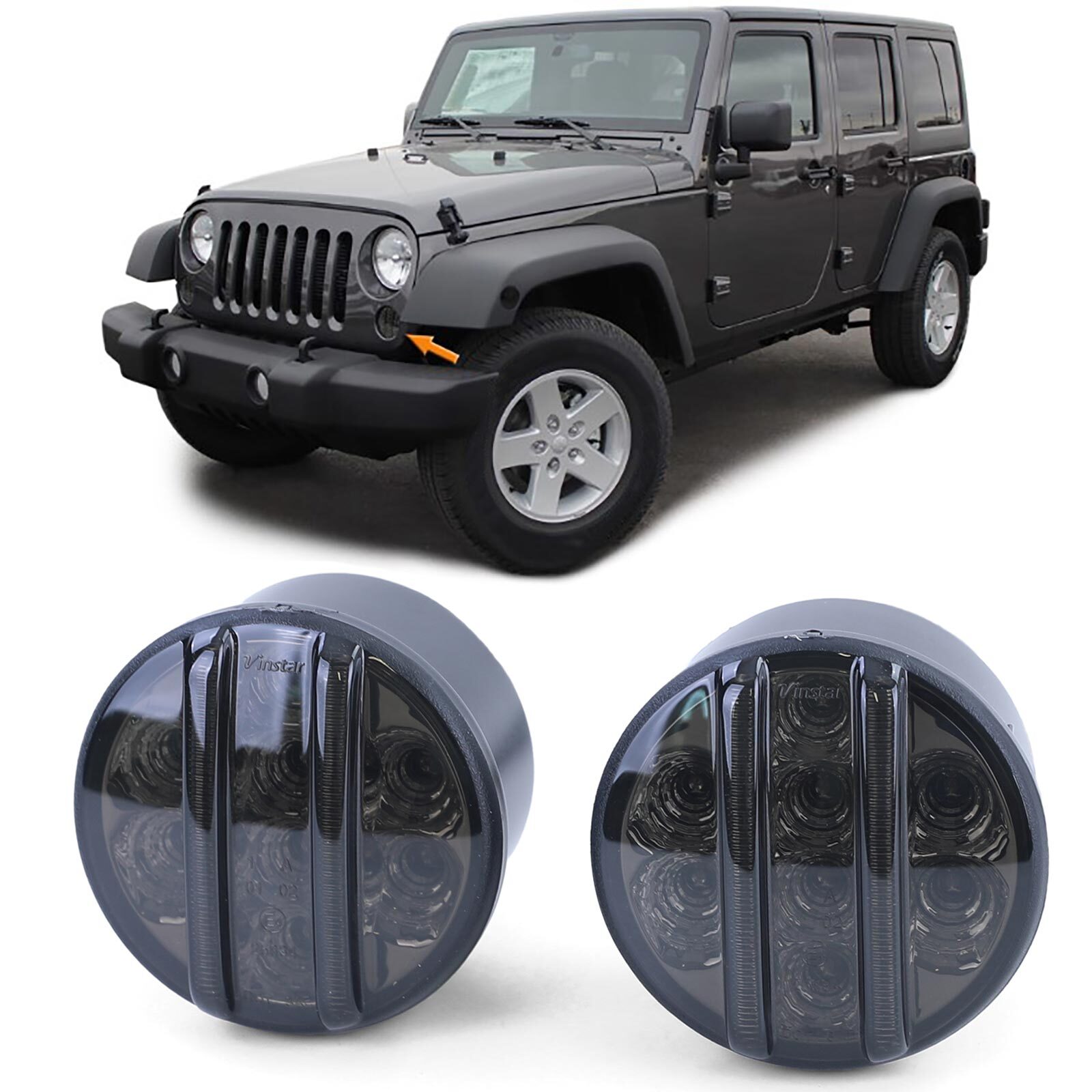 Frecce Anteriori LED Jeep Wrangler JK 07-18 Trasparente Nero Posizione