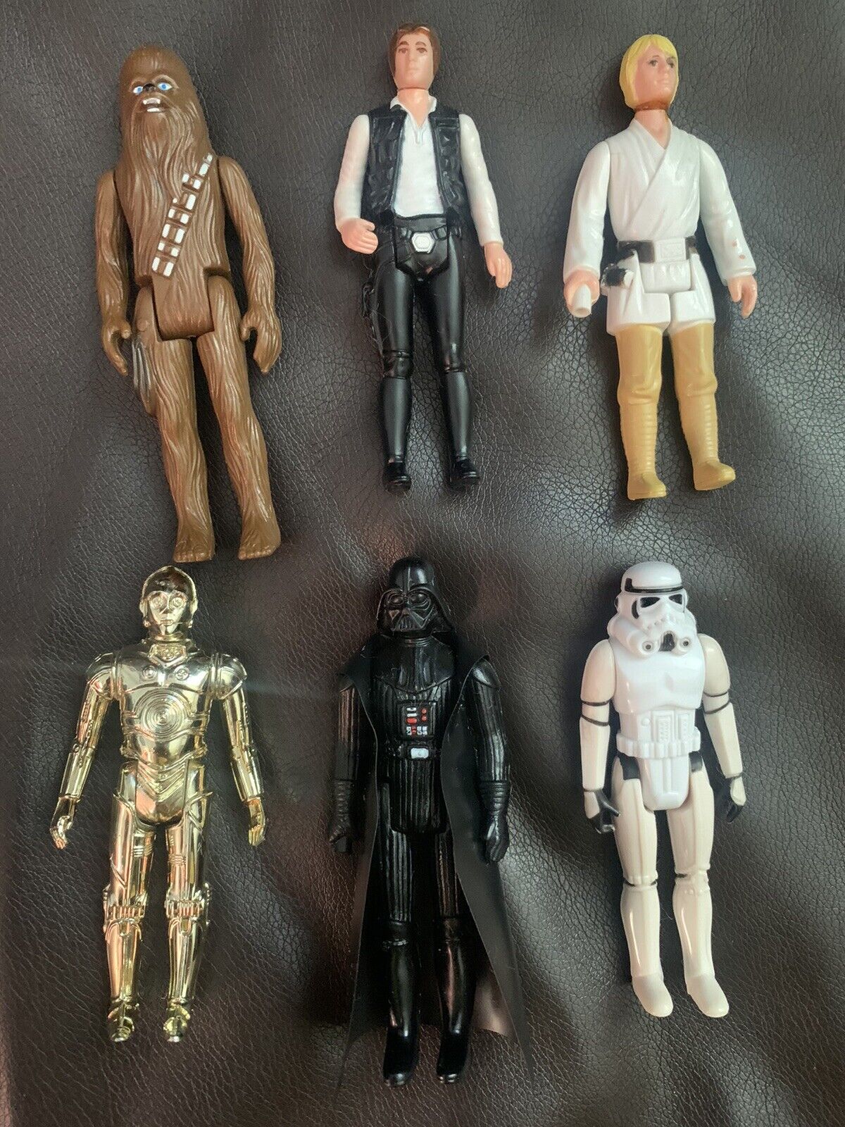 Lot Of 6, 1977 Star Wars Action Figures, Dearth Vader, Luke, Han, Chewy, C3P0