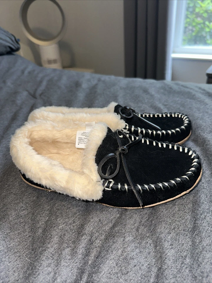 Mocasín para mujer J Crew negro gamuza imitación piel de oveja nuevo/sin etiquetas talla 8 Foto 3 de 4