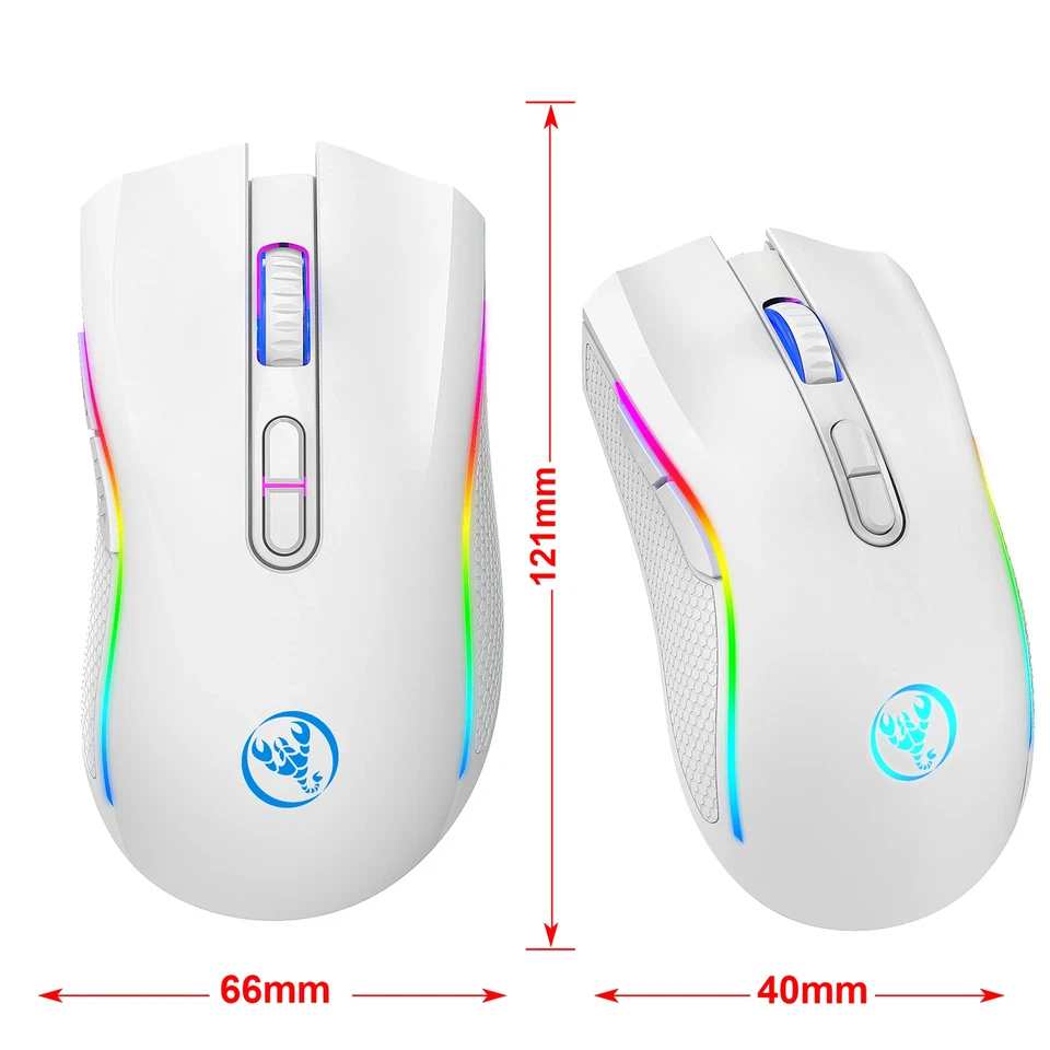 Wireless Mechanical Mouse RGB Gaming Mouse Ergonomic 7 Programmable Buttons - Image 2 of 4