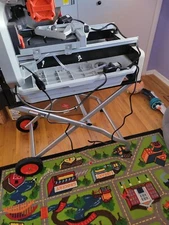 Folding Tile Saw Stand with Wheels Workshop, Supports 7 in and 10 in Saws, Tools