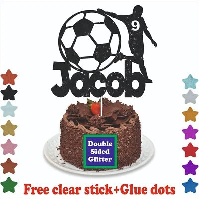 CRAFTMONK Personalised Custom Cake Topper Birthday Football Kids Man Boy Any Name & Age