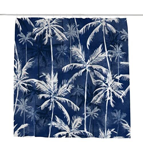 Marineblau Tropisch Aquarell Palmen Bäume Duschvorhänge Sets für Badezimmer mit... - Bild 1 von 6