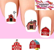 Waterslide Nail Decals Set of 20 - Red Barn Assorted