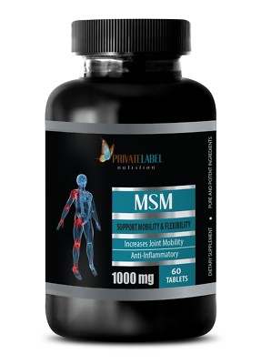 MSM Powder 1000mg - Pain Relief Joint Mobility Arthritis - 1 Bottle 60 Capsules