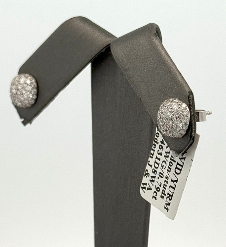 David Yurman Cushion Stud Earrings, 18K White Gold with Diamonds,S108478 - Picture 3 of 7