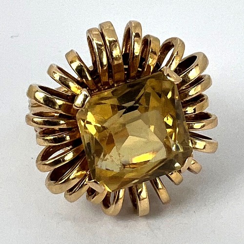 Anillo retro de cóctel de primavera de oro amarillo de 18 quilates citrino de 8,42 quilates - Imagen 20 de 24