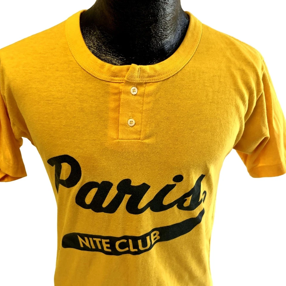 Camiseta De Colección Años 70 Paramount Sportswear Amarilla PARIS NITE CLUB 50/50 EE. UU. L Foto 3 de 4