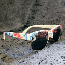 Classic 80's Retro Style Patriotic Red White Blue Tie Dye Sunglasses Shades USA 