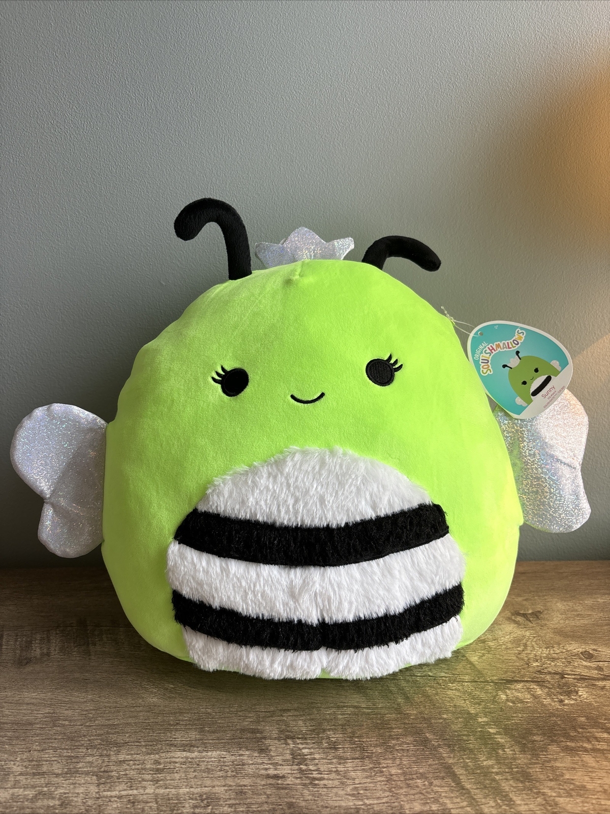 Squishmallow Official Kellytoy Plush Black Light Sunny the Bumble Bee