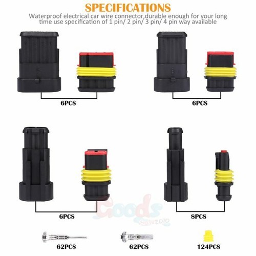 708x Waterproof Car Electrical Connector Terminals Automotive Wire Plug 1-6 pin - Picture 18 of 26