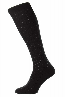 Pantherella Mens Gadsbury Cotton Fil D'Ecosse Over the Calf Socks - Black