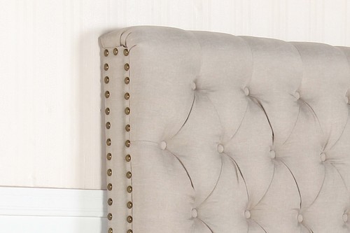 Bed Head Double Size French Provincial Headboard Upholsterd Fabric Beige - Picture 5 of 10